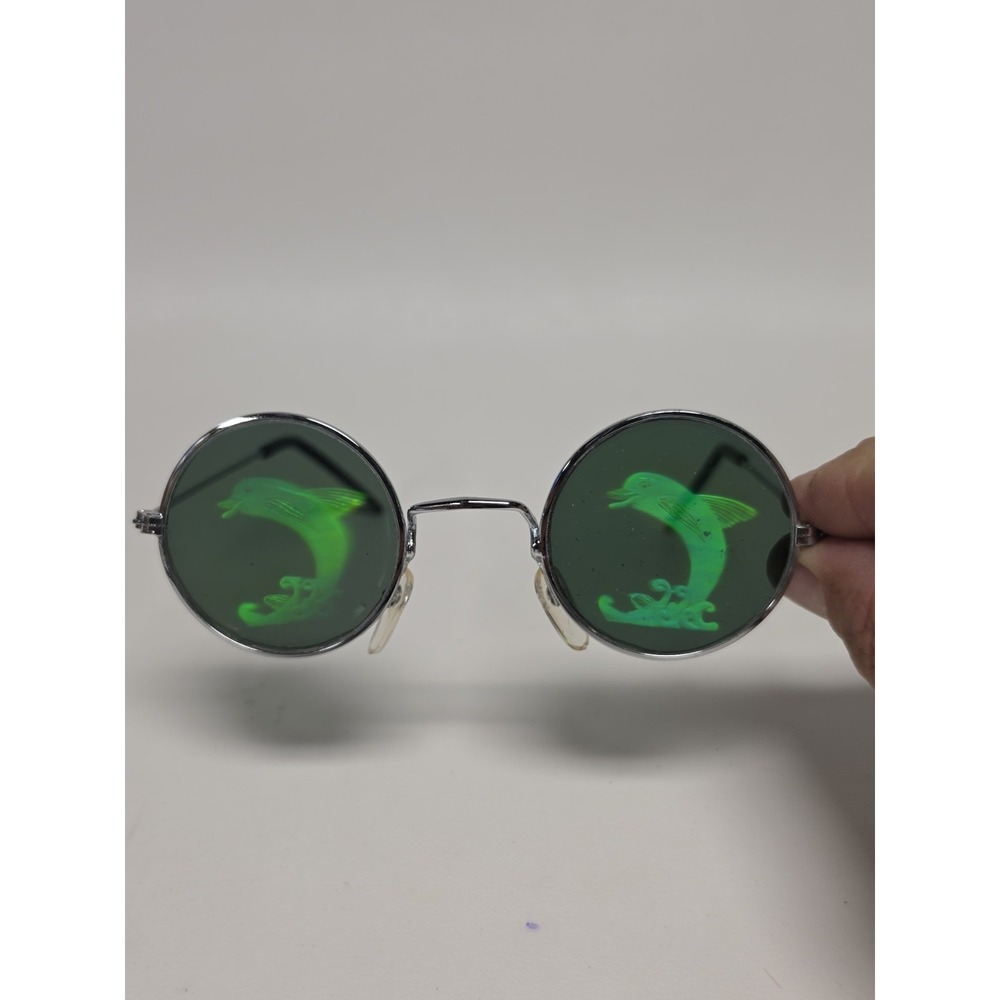 NEW‎ Holographic DOLPHINS Sunglasses Glasses Vintage 1990's Halloween Costume